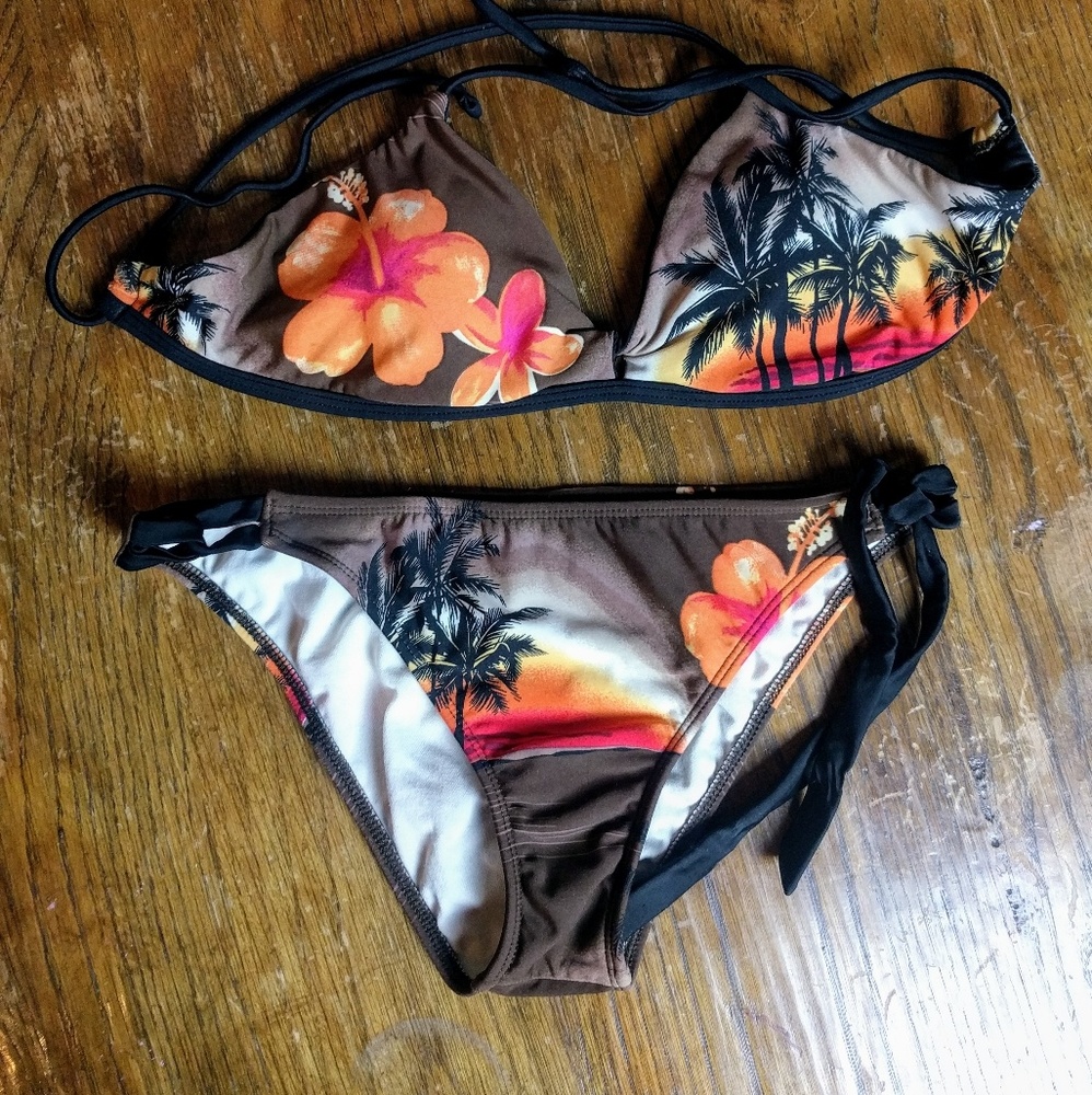 Sunset Beach Bikini cross back straps tie bottoms